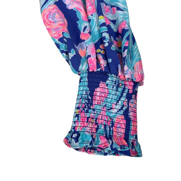 Lilly Pulitzer Rosie Stretch Dress Women’s 4 Corsica Blue Toucan Party Back Zip - Picture 5 of 11